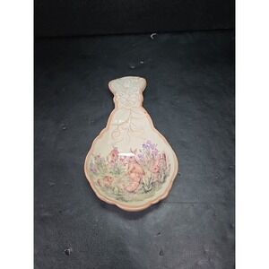 Cracker Barrel Easter Treasures Spoon Rest With Floral Bunny‎ Rabbit Design